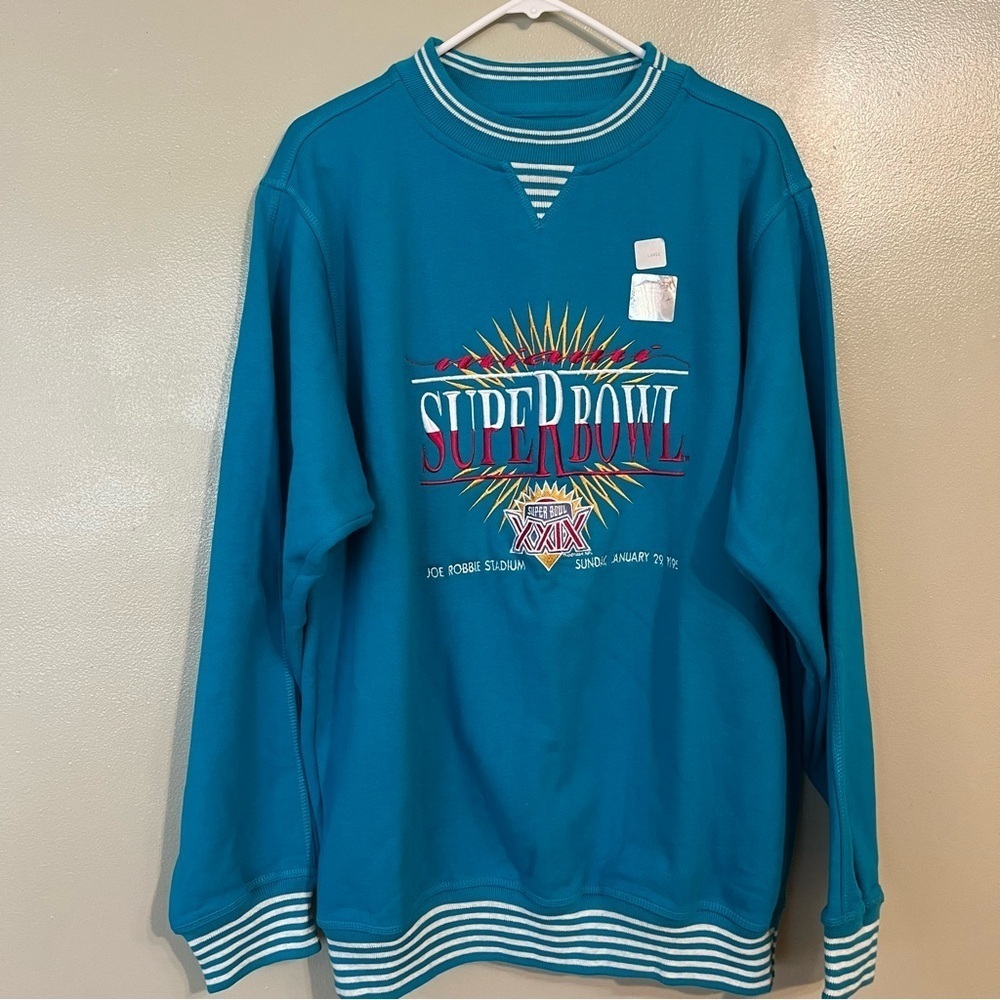 Vintage 1995 Superbowl XXIX Joe Robbie Stadium Blue Heavy Graphic Sweatshirt L
